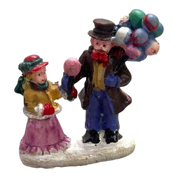 Lot Peddler Tree Snowman VTG Hand-Painted Resin Christmas Village Figurine Set - Picture 6 of 9